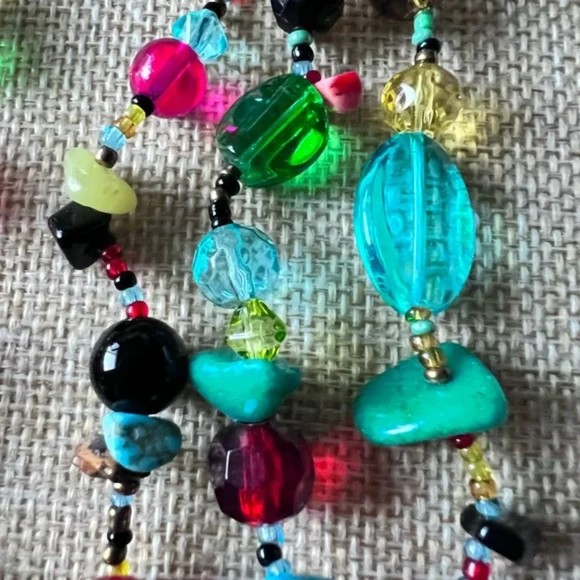 Muti Semi precious stones and Glass 3 Strands .925 Findings - Picture 7 of 11